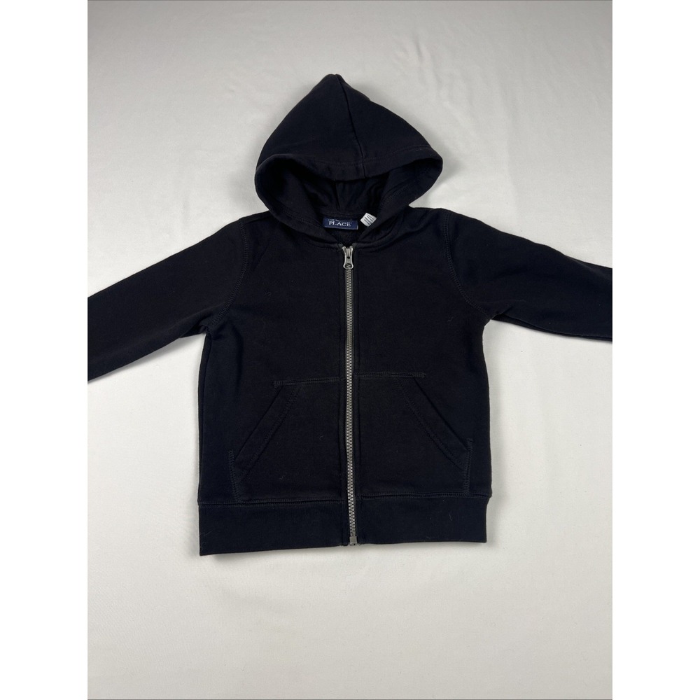 The Childrens Place Boys Black Full Zip Hoodie Fleece Sweatshirt Size 4T
